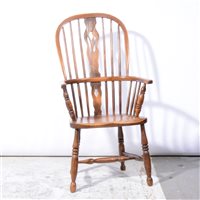 Lot 344 - Late Victorian Windsor chair, beech and elm...