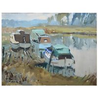 Lot 317 - Edward Wesson, Boats on a River