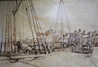 Lot 271 - John Frederick Pettinger, The Quay, Wells, 1929, pen and ink