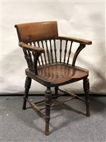 Lot 380A - Walnut elbow chair, bar back, turned spindles,...