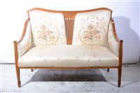 Lot 392 - An Edwardian inlaid mahogany two-seater settee.