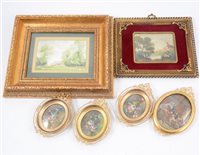 Lot 135 - Italian School, pair of landscapes both signed Vitto, oil on board, 8 x 9.5cm, and other small pictures.