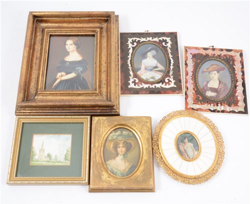 Lot 137 - Five contemporary portraits after the Old Masters, and other modern miniatures.