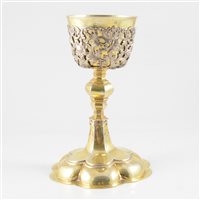Lot 14 - Swedish silver gilt chalice, maker's mark PHS, possibly Arboga, early 19th century.