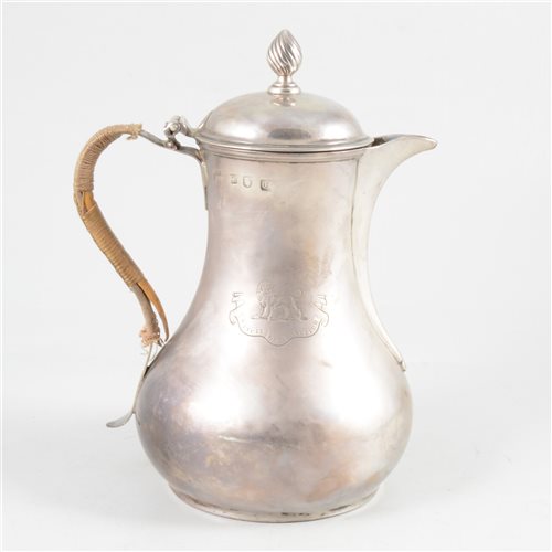 Lot 75 - George II silver water pot, Benjamin Gignac, London, circa 1750.