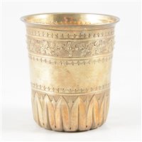 Lot 25 - French silver gilt beaker, maker's mark only Philippe Borthier of Paris, 1840's.