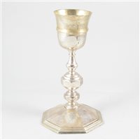 Lot 21 - White metal chalice, probably Italian states, probably 18th century.