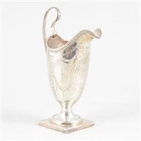 Lot 77 - George III silver helmet-shape cream jug, John Merry, London, 1789.