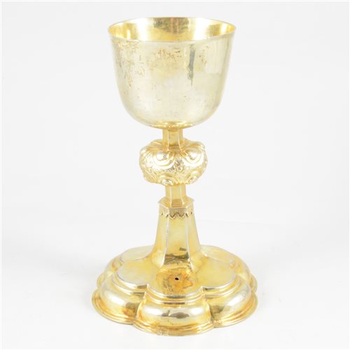 Lot 15 - Silver gilt chalice, probably central European, 17th or 18th century.