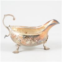 Lot 357 - George III silver sauce boat, William Skeen, London, 1760.