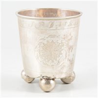 Lot 5 - White metal beaker, probably Swedish, probably early 19th century.