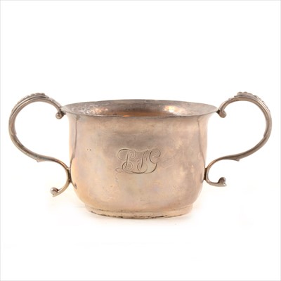 Lot 388 - William & Mary style porringer, marks cancelled