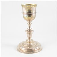 Lot 17 - White metal chalice, single mark only S.MD, perhaps 18th century.