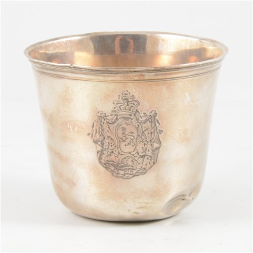 Lot 26 - Small French silver beaker, probably Jean Debrie, Paris, 1725-50.
