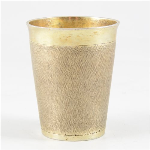 Lot 23 - Continental silver gilt beaker, maker's mark only AAH, probably late 18th century.