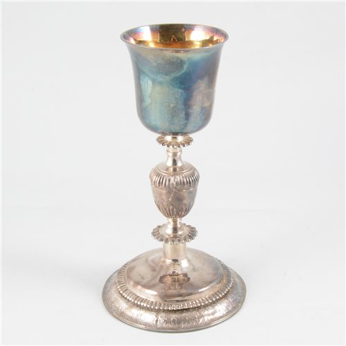 Lot 47 - French silver chalice, maker's mark only partially struck, Paris, circa 1780.