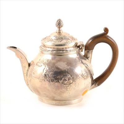 Lot 387 - George II style teapot, cancelled marks and remarked London 2019