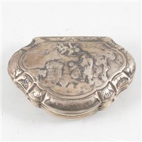 Lot 359 - Central European white metal snuff box, early 19th century.