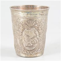 Lot 59 - Russian silver beaker, possibly Anders Zaitsev, Moscow, 1746.