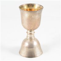Lot 126 - William IV silver 'egg timer' travelling communion set, Charles Rawlings & William Summers, London, 1813.
