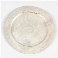 Lot 18 - Eastern European white metal paten, formally the top of a small tazza.