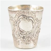 Lot 35 - Rococo style white metal beaker, Continental, 19th century.