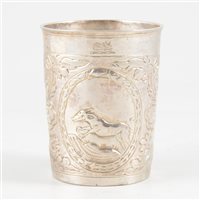 Lot 61 - Russian silver beaker, maker's mark B.A, with another indistinct mark, Moscow, circa 1760.