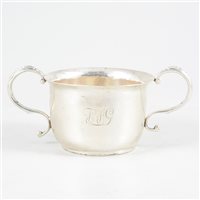 Lot 385 - Small Queen Anne style porringer, marks cancelled