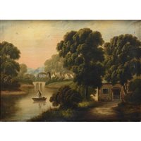 Lot 321 - Provincial School, 19th Century, Fisherman on a river