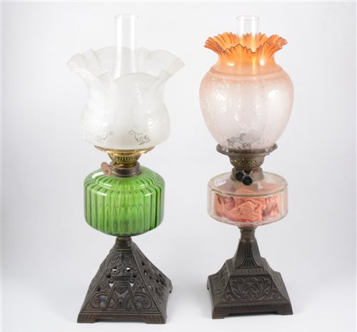 Lot 98 - Three Victorian oil lamps