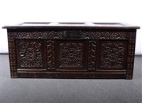 Lot 401 - Joined oak coffer, basically 18th Century,...