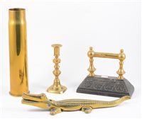 Lot 106 - Quantity of brass fireside items.