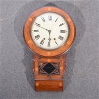 Lot 337 - A rosewood and inlaid wall clock.