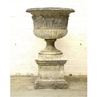 Lot 393 - Pair of large campagna shape garden urns