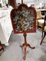 Lot 381 - Victorian walnut pole screen, wool and bead work panel