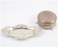 Lot 287 - Silver lozenge shaped and embossed tray, by Charles Horner, and silver ring box, by W G Sothers & Co (2)