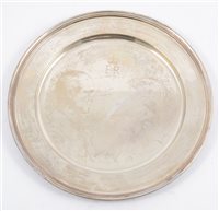 Lot 293 - A limited edition silver salver commemorating the Silver Wedding of Queen Elizabeth II and Prince Philip