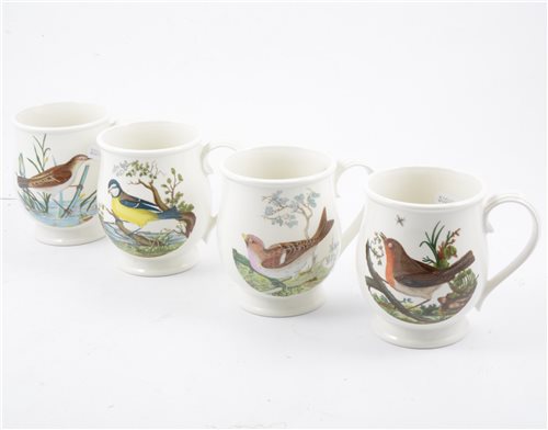 Lot 101 - Set of six Portmeirion Birds of Britain tankards and two egg cups (8)