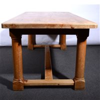 Lot 438 - Large pine kitchen table, refectory style