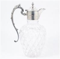 Lot 235 - Silver mounted claret jug by Boardman, Glossop & Co Ltd, Sheffield 1901.