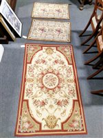 Lot 484 - Three needlepoint Aubusson style rugs