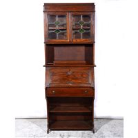 Lot 408 - Edwardian oak bureau bookcase.