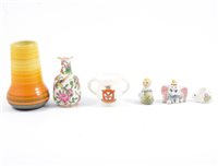 Lot 59 - A glass water jug and tumblers, decorative china and glassware.