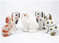 Lot 22 - Pair of 19th Century King Charles Spaniels with puppies, and three others (5)