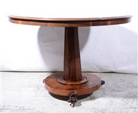Lot 395 - A Victorian mahogany circular tilt-top pedestal table.