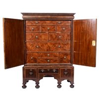 Lot 358 - Queen Anne burr walnut cabinet on stand