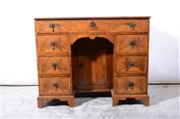 Lot 320 - Georgian walnut dressing table, fitted seven drawers and cupboard.