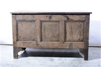 Lot 331 - Joined oak coffer, three-panel front fascia.