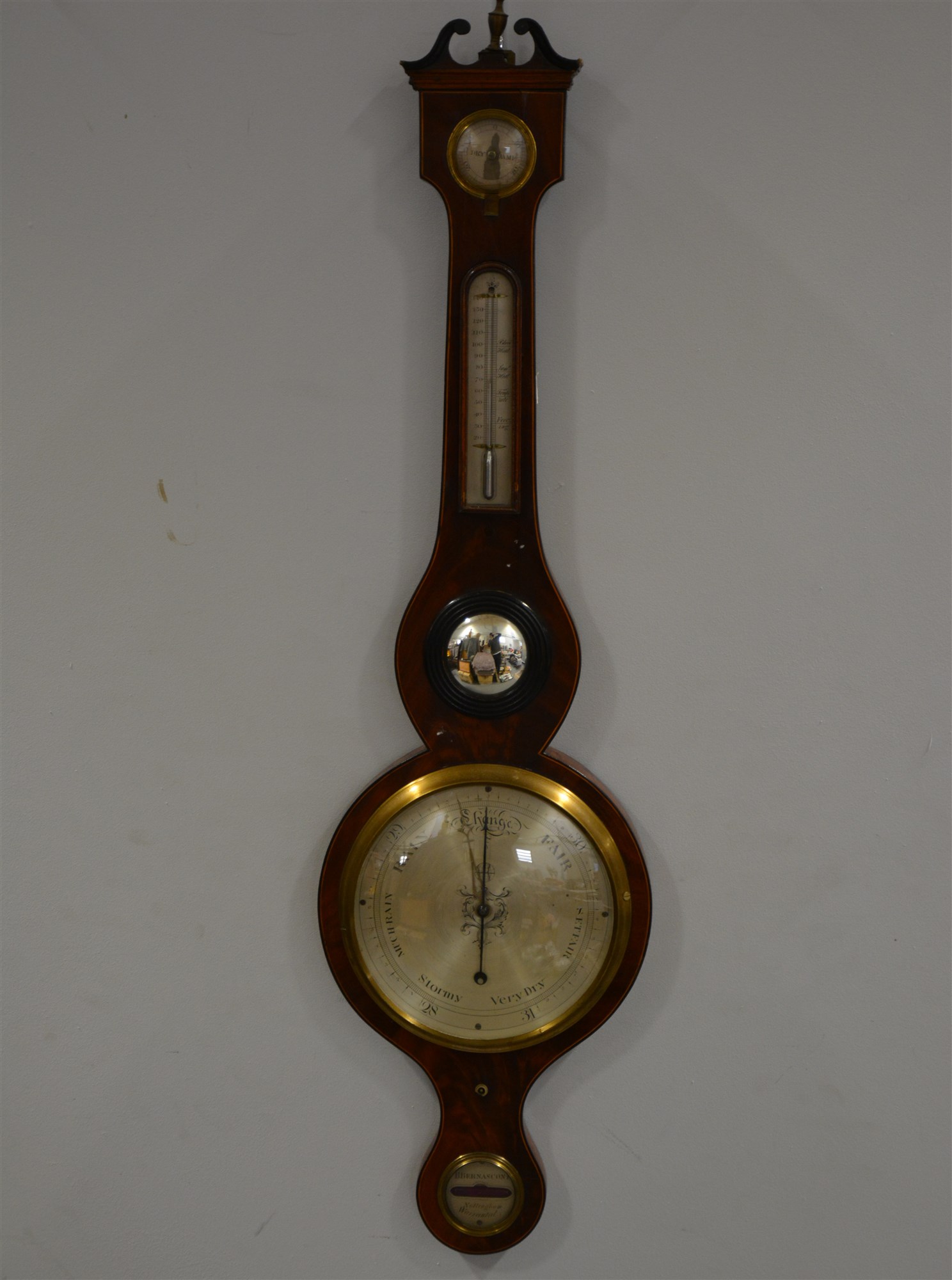 Lot 153 - Victorian mahogany banjo barometer, swan