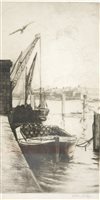 Lot 281 - William R Hay, Loading a barge, etching